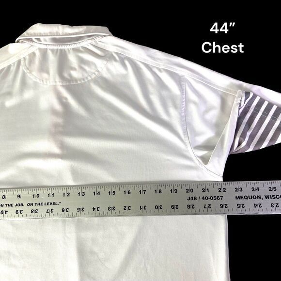 Walter Hagen Men’s Polo Golf Shirt Short Sleeve White Orange Striped Size Medium - Picture 10 of 11